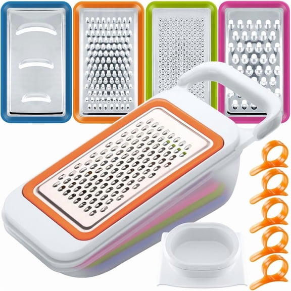 4 PCS Mandoline Vegetable Slicer, Food Chopper Corer Grater Vegetable Cutter for Restaurant with 5 Citrus Orange Peelers