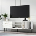 thumbnail image 2 of Pietra 63 Inches TV Stand | Entertainment Center for TVs up to 75 Inches| White and Marble Pattern Finish, 2 of 8