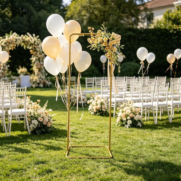 Cadancy Wedding Arch Square Metal Balloon Frame Backdrop Stand Outdoor Ceremony Party Decoration Adjustable Garden Event Reception Floral Display Rack Photo Booth Props