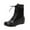 Black, variant on Womens Embroidered Ankle Boots Vintage Boho Style Lace up Round Toe Hidden Wedge Heel Winter Fashion Casual Flat Boots White