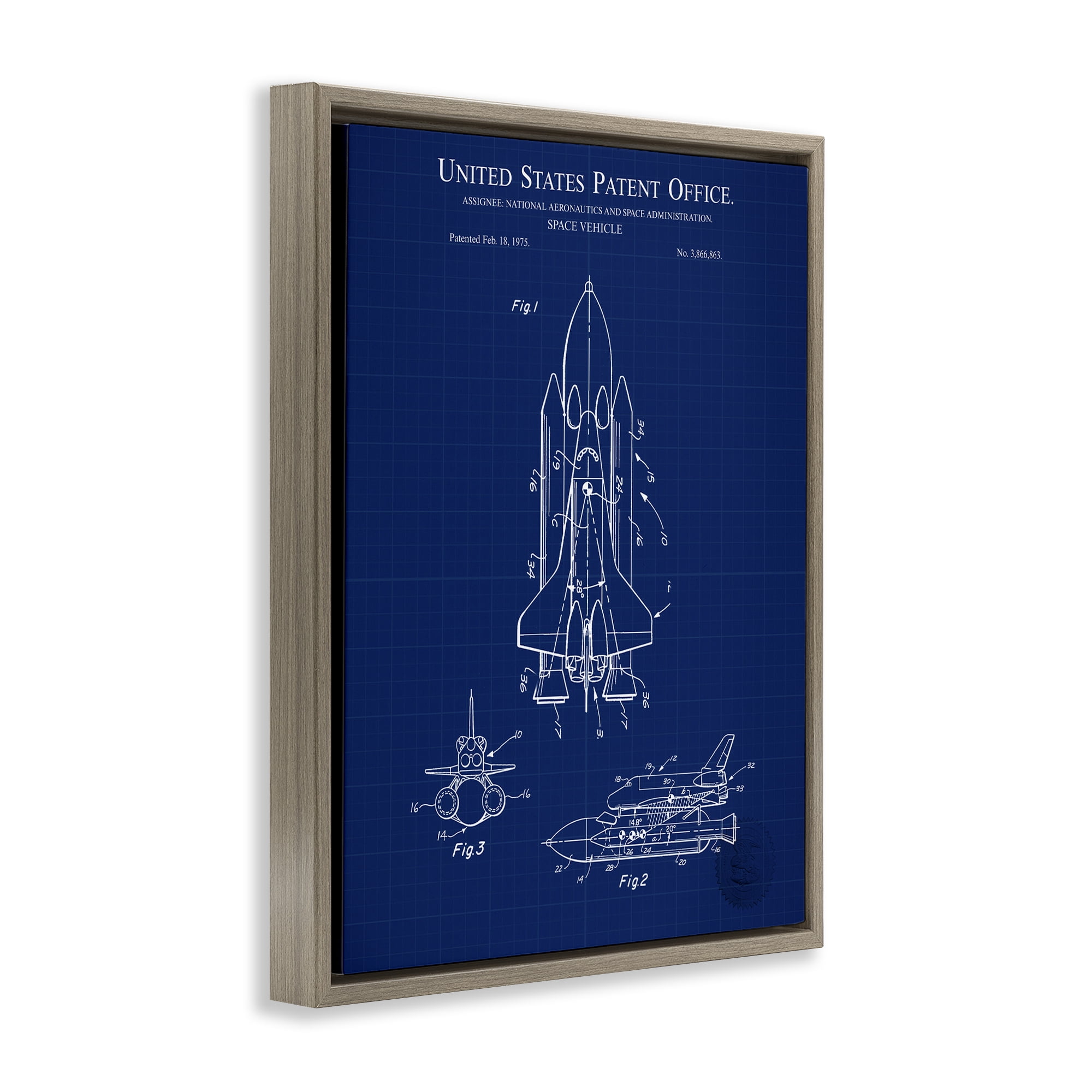 Stupell Industries Space Vehicle Blueprint Transportation Painting Brown Floater Framed Art Print Wall Art, 25 x 31