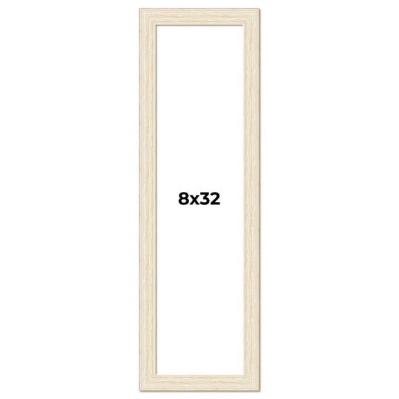 8x32 Frame White Barnwood Picture Frame - Modern Photo Frame Includes UV Acrylic Shatter Guard
