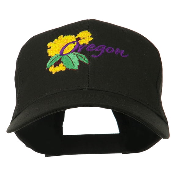 USA State Oregon Flowers Embroidered Low Profile Cap - Black OSFM