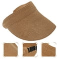 thumbnail image 3 of 1pc Women Straw Weaving Visor Beach Riding Travel Beach Summer Sun Hat, 3 of 8