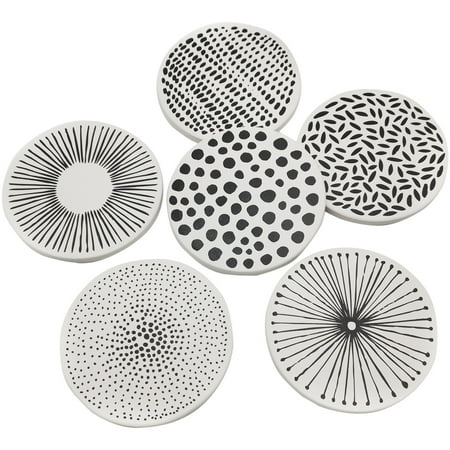 

6 Pcs Porcelain Coaster Water Absorption Round Cup Mat Practical Tea Cup Holder for Home Office (Random Style)