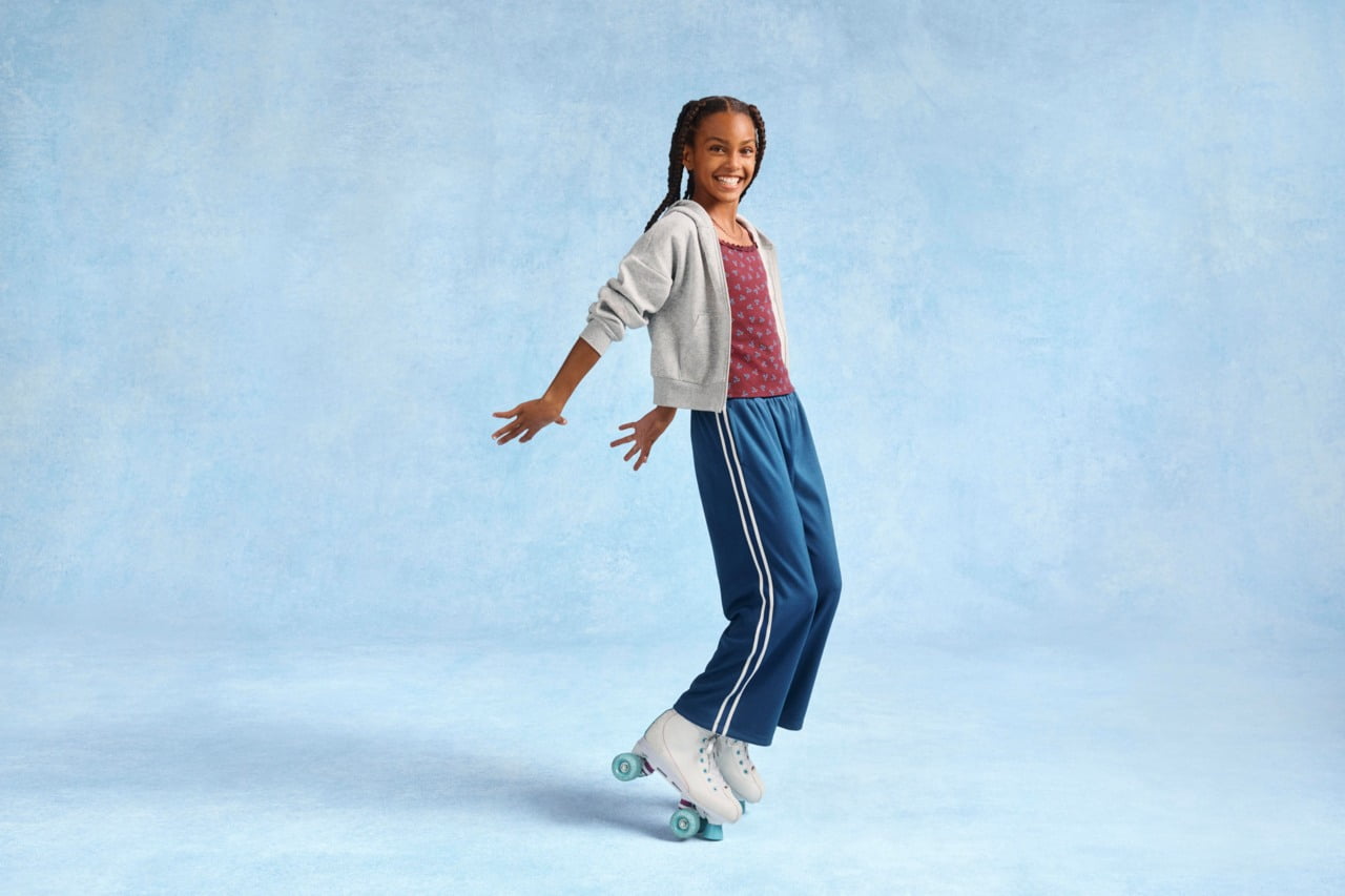 Weekend Academy Girls Wide Leg Track Pants with Side Stripes, Sizes 4-18