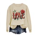 thumbnail image 2 of Meichang Chandails en Molleton pour Femmes Sans Capuche, Chandail en Molleton de la Saint-Valentin, Col Rond, Manches Longues, Coupe Ample, 2 of 4