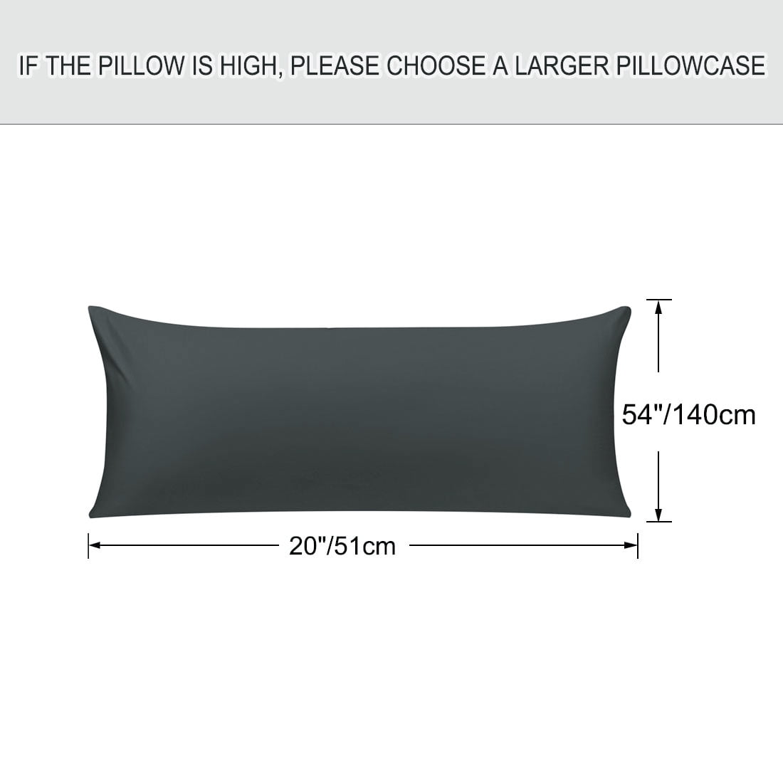 Unique Bargains 3 Pack 100% Cotton Body Pillow Cases Covers with Zipper Black 20" x 54"