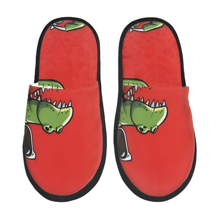 Balery Cool Crocodile With Sunglasses Slient Indoor Furry Fleece Comfort House Shoes Soft Non-Slip Home Shoes Cotton slippers House Slippers-- Large