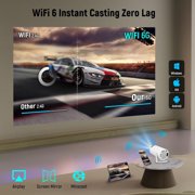 Mini Projector, 180 Degree Rotation Smart Portable Projector Support Wifi6 & Bluetooth, Automatic Correction, Compatible With Laptops/PC/Phones, Suitable for Home Theater, 40 to 130