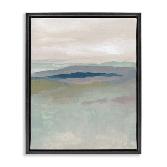 Stupell Industries Contemporary Muted Abstract Beach Landscape Black Floating Frame Canvas Art, 17 x 21, by Nikita Jariwala