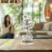 1pc 2d flat Rotating acrylic figure of a graceful ballerina in an elegant tutu on a base with text ideal for holiday gifting or as a sophisticated office display