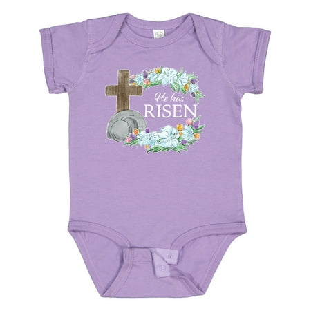 

Inktastic Easter He Has Risen with Cross and Flowers Gift Baby Boy or Baby Girl Bodysuit