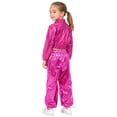 thumbnail image 7 of iiniim 2Pcs Girls Dance Outfits Jazz Hip Hop Dance Metallic Cropped Jacket Pants Set Modern Dancewear Hot Pink 14, 7 of 7