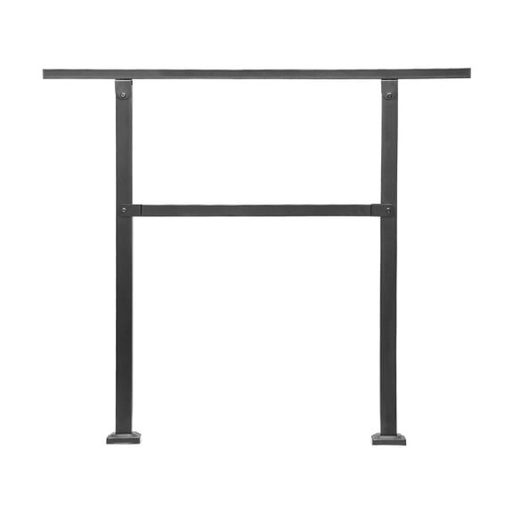 Easy Install Black Square Tube Outdoor Handrails - Supports Seniors on 2-3 Step Stairs