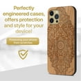 thumbnail image 2 of Case Yard Wooden Case Outside Soft TPU Silicone Slim Fit Shockproof Wood Phone Cover for Girls Boys Men and Women Supports Wireless Charging Bohemian Flower Design case for iPhone-11-Pro-Max, 2 of 7