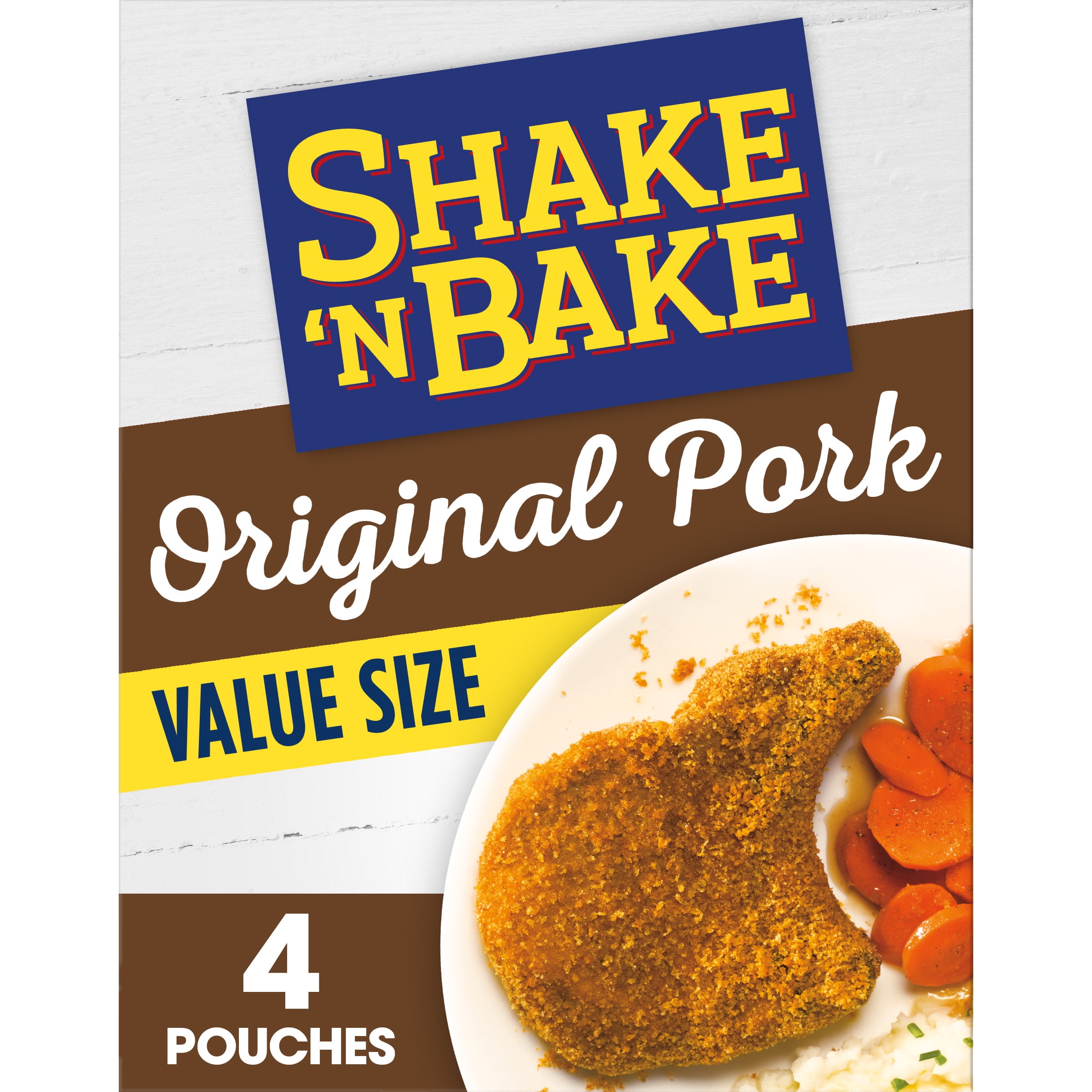 Shake 'N Bake Original Pork Seasoned Coating Mix Value Size, 10 oz Box, 4 ct Packets