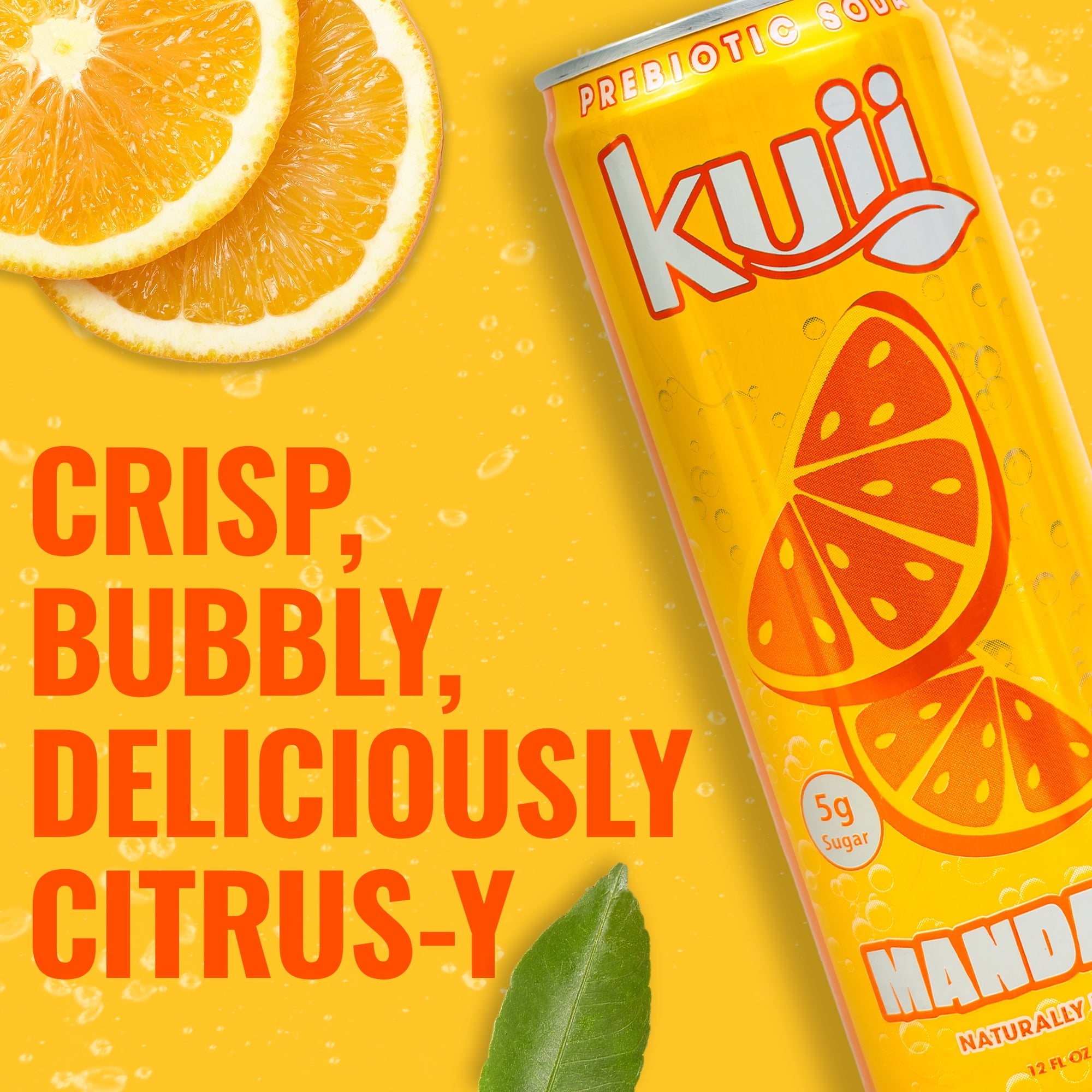 (12 pack) Kuii Prebiotic Soda, 12 fl oz, Single Aluminum Can, Mandarin