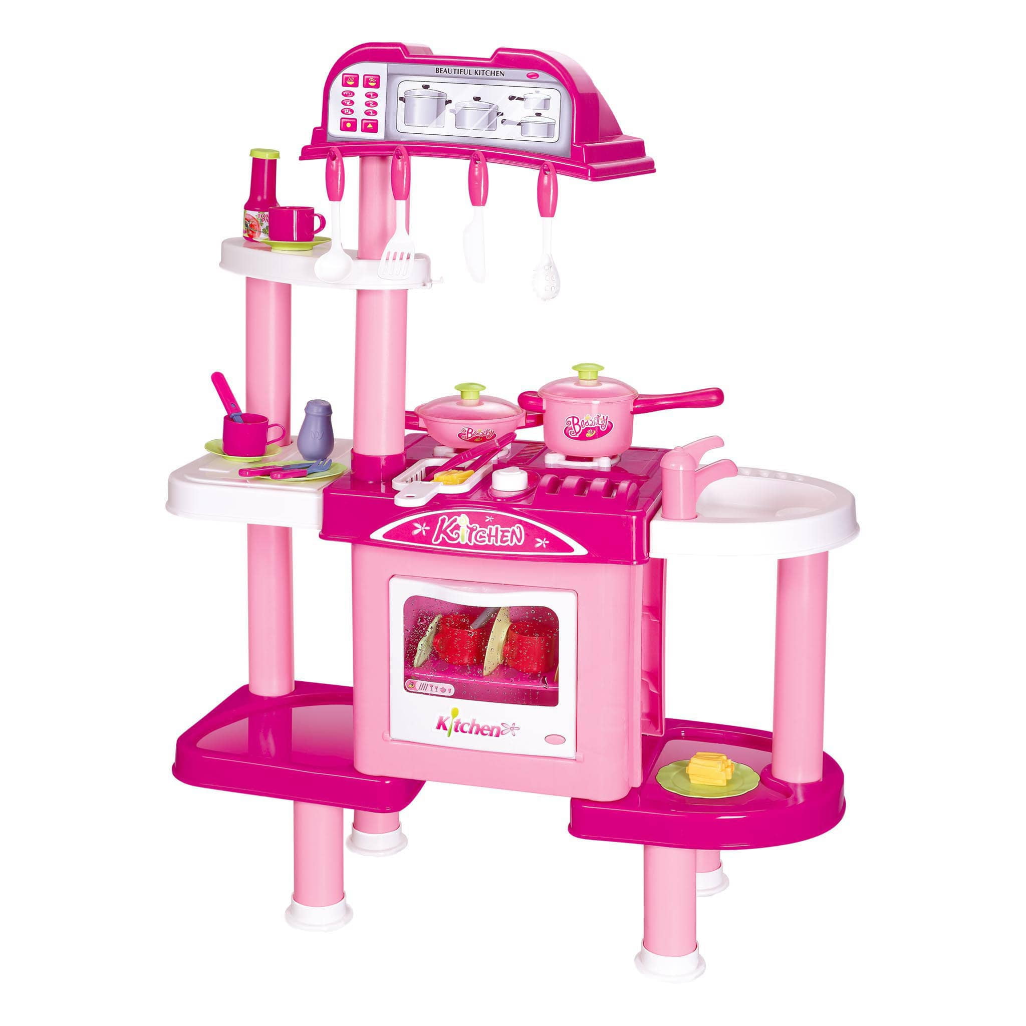 pink plastic play kitchen
