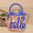 thumbnail image 4 of Biezeib Women Straw Tote Bag Plaid Print Bow Letter Pattern Handmade Woven Handbag for Summer Beach, 4 of 6
