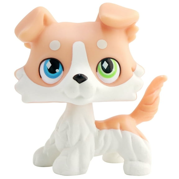 Mini Pet Shop lps Toys,Custom DIY Patchwork Light Yellow Collie Figurine Toy,Bobble Head,Little Pet Toy