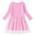 thumbnail image 3 of COM1950s Robe Longue avec Manches, Robe en Coton à Manches Longues et Col Rond pour Filles avec Empiècements en Mesh, Jupe Décontractée Ample et Confortable, Robe d'Été Décontractée, 3 of 4