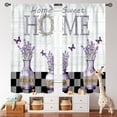 thumbnail image 5 of Purple Kitchen Curtains,Farmhouse Vintage Country Lavender Flowers Short Cafe Tier Curtains Home Sweet Bedroom Living Room Bathroom Window Drapes Treatment Home Decor 2 Panels,84X84 Inch, 5 of 5