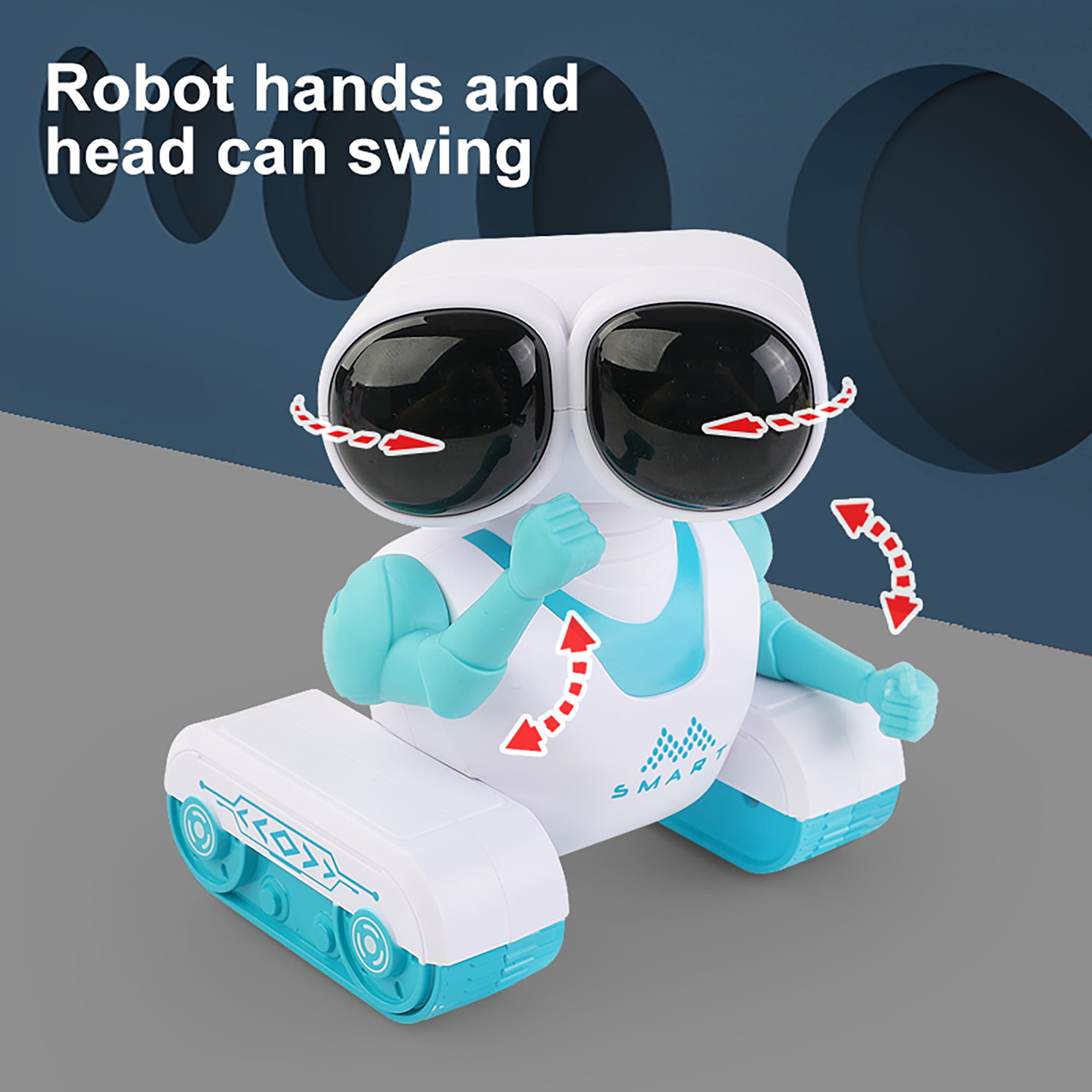 ZUTOYBO Mini RC Programming Robot Toy with Music and LED Eyes 3D Gradient Lighting, Christmas Toy for 3+ Kids Boys Girls