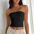 thumbnail image 3 of Mrat Tennis Tank Tops for Women Women Casual Bandeau Tube Tops Stretch Strapless Going out Shirts Blouses S-414 Black XS, 3 of 5