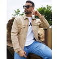thumbnail image 4 of Denim Jackets for Men Trucker Jean Jacket Unlined Coats Spring Fall Outfits(Khaki,XS), 4 of 8