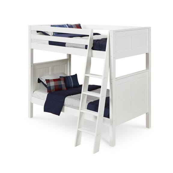 Camaflexi Twin over Twin Bunk Bed - Panel Headboard - Angle Ladder - White Finish
