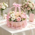 thumbnail image 2 of MERILER Faux Rattan Weave Flower Basket with Handle - Multi-Functional Storage Basket for Home Decor, Floral Display, Weddings, and Parties - Cute & Versatile Gift for Celebrations, 2 of 6