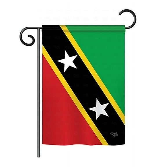 Breeze Decor BD-CY-GS-108345-IP-BO-D-US15-BD 13 x 18.5 in. Saint Kitts & Nevis Flags of the World Nationality Impressions Decorative Vertical Double Sided Garden Flag Set with Banner Pole