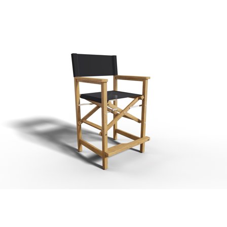 Curated Maison Directeur Teak Outdoor Counter Height Armchair in Black