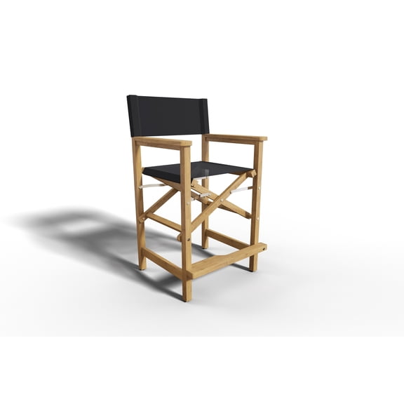 Curated Maison Directeur Teak Outdoor Counter Height Armchair in Black