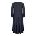 thumbnail image 6 of Kaemgyyd Cotton Lined Dresses for Women 2025 V Neck 3/4 Puff Sleeve Flowy Midi Dresses Casual Tiered Summer Beach Dress for Vacation, 6 of 6