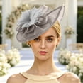 thumbnail image 4 of Karymi Cowgirl Hat Elegant Fascinator Hat with Fake Feather Flower, Mesh Tea Party Derby Headpiece, Clip-on Hair Accessory for Wedding Church Derby Hats for Women, 4 of 6