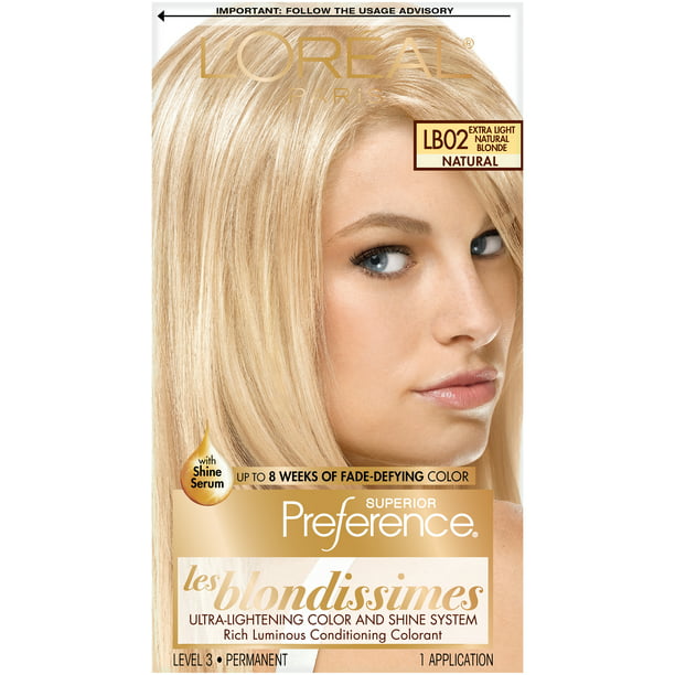 L'Oreal Paris Superior Preference Fade-Defying Shine Permanent Hair Color,  LB02 Extra Light Natural Blonde, 1 Kit 