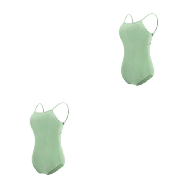 Qarigey Traje de baile Leotardo de ballet Traje de baile Mano de obra Forma del cuerpo Transpirable Entrepierna cerrada Ropa de gimnasia Verde Verde SG 2piezas