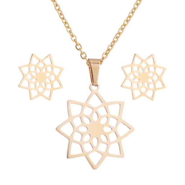 Fiudx Collar Elegante, Conjunto de Colgante de Aleación de Moda, Collar de Aretes Llamativos, Ideal para Fiestas, Citas y Banquetes, Regalo de Joyería para Mujer, Incluye Collar y Aretes, Diseño Eleg