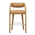 thumbnail image 5 of Bar Stool Chair Barstool, Tan Silver, Vegan Leather, Pub Cafe Bistro Dining Kitchen Hospitality Restaurant, Modern Contemporary HB35949, 5 of 10