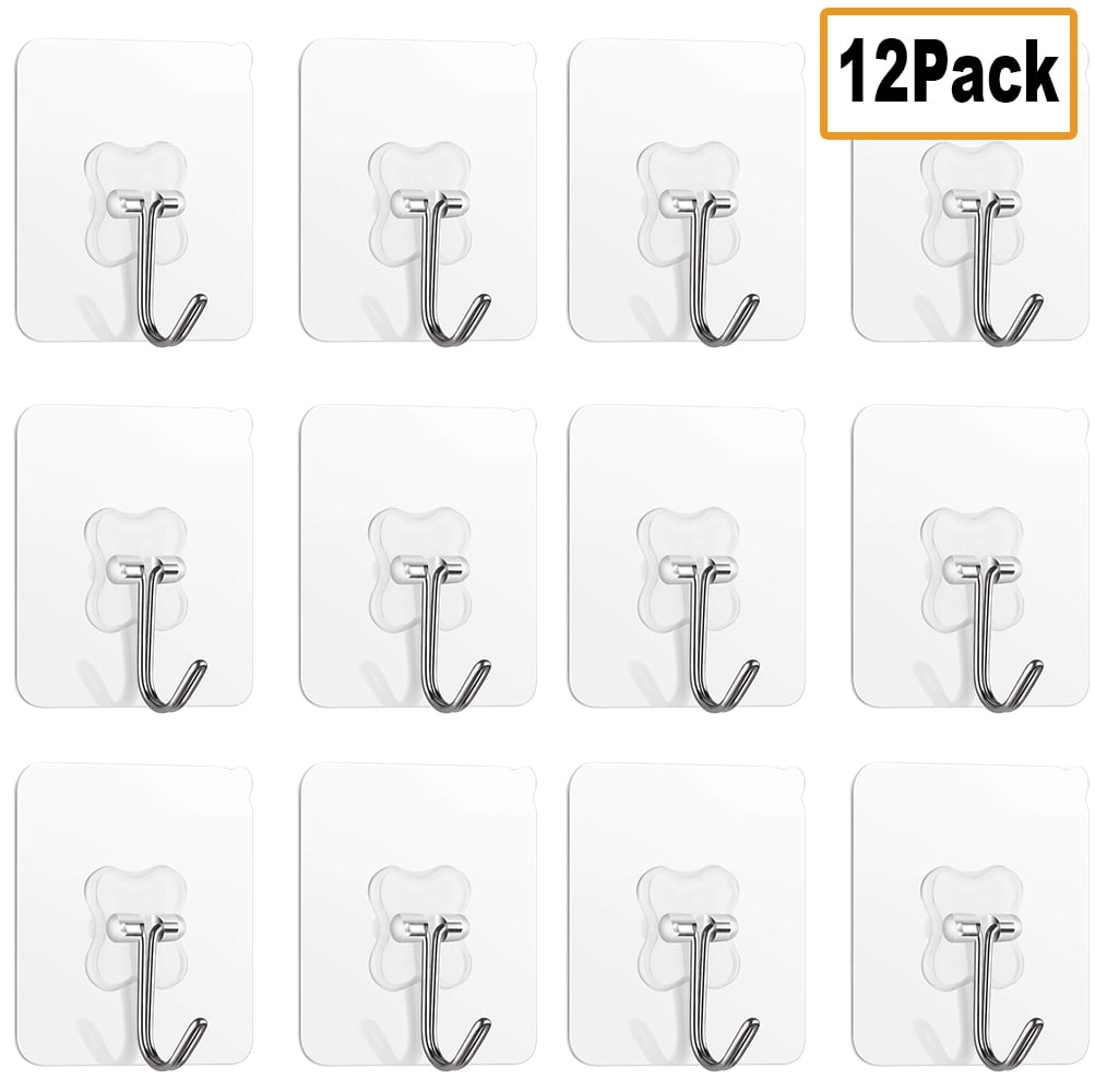 Adhesive Hooks Utility Hooks 12 Packs 22lbs Heavy Duty Wall Hooks