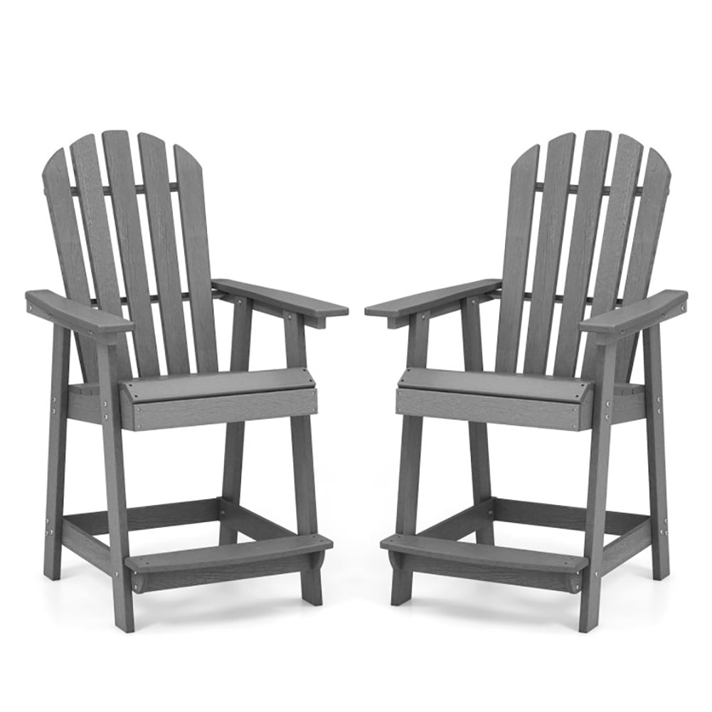 Aimee Lii HDPE Patio Chair with Armrest and Footrest for Indoor Outdoor, Outdoor Patio Furniture, Gray