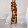thumbnail image 3 of Honeii Autumn Pumpkin Print Women's Pajama Sets Long Sleeve Button Down Sleepwear Nightwear Soft Pjs Lounge Sets 2PCS-XX-Large, 3 of 7