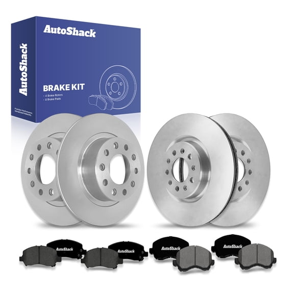 AutoShack Front Vented & Rear Solid Brake Rotors   Premium Ceramic Pads 12-PC Brake Kit Replacement for 2013-2016 Dodge Dart