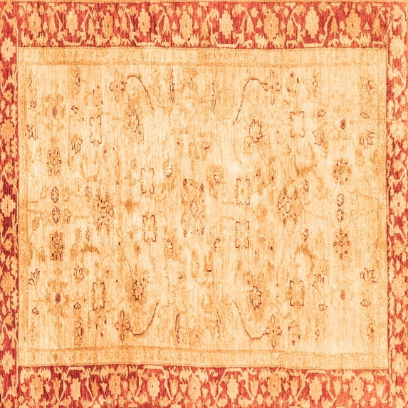 Ahgly Company Indoor Square Abstract Orange Modern Area Rugs, 3' Square