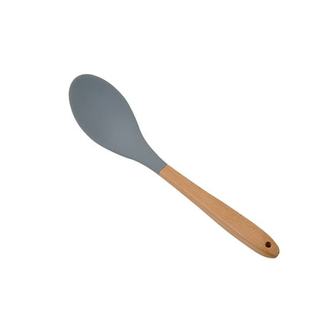 

Kitchen Utensils Silicone Cooking Utensil Nonstick Heat Resistant Kitchen Utensil Bpa Free With Natural Beech Handle (Spoon)