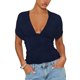 thumbnail image 2 of Top corto liso de verano para mujer, sin mangas, con escote en V profundo, corte ajustado, ideal para fiestas y playa., 2 of 7