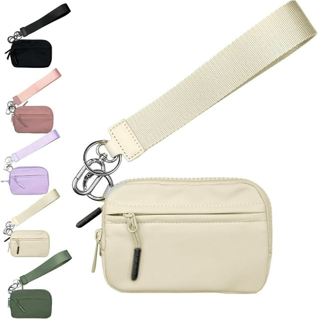 Komiseup Mini Leisure Nylon Lanyard Card Case Handheld Coin Purse Lipstick Storage Bag