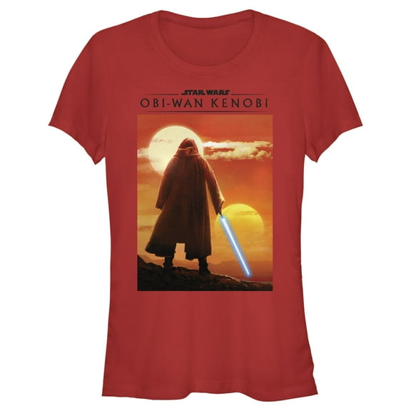 Junior's Star Wars: Obi-Wan Kenobi Two Suns and Kenobi on the Horizon Graphic Tee Red X Large